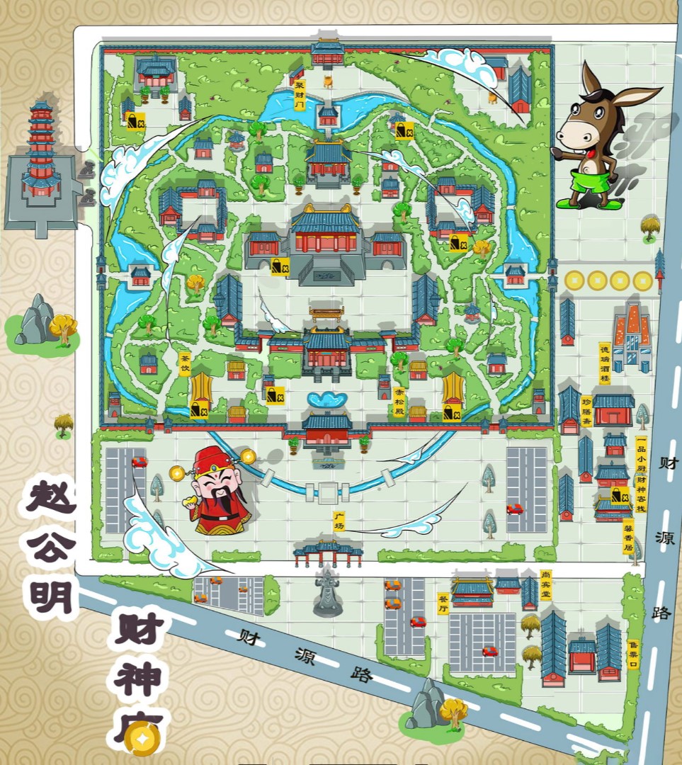 越西寺庙类手绘地图